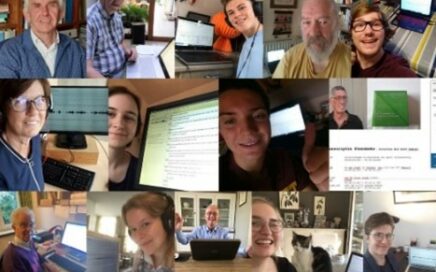 Project stemmen uit het verleden Figuur 2. Vrijwilligers en studenten van thuis uit aan het werk tijdens de lockdown