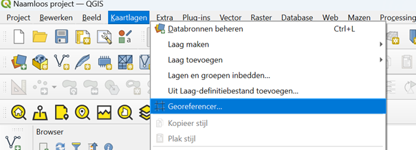 De Georeferencer openen in QGIS