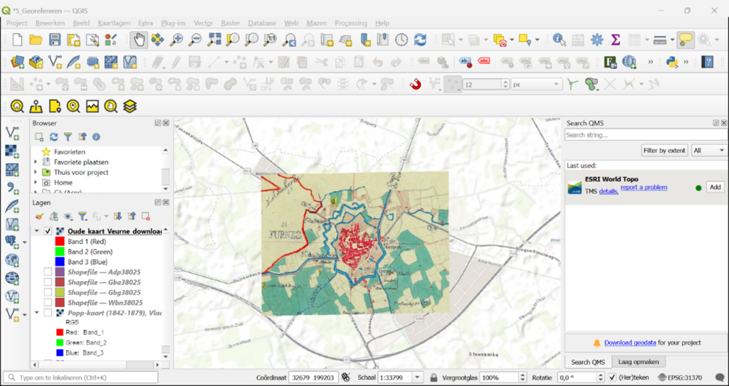 Een gegeorefereerde kaart in QGIS