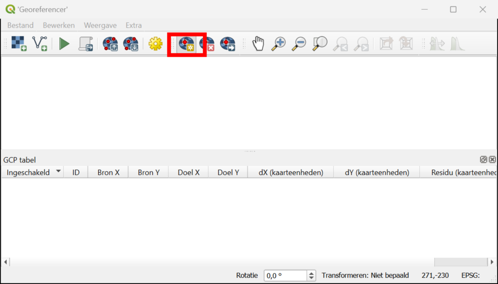 Een punt toevoegen in de Georeferencer van QGIS