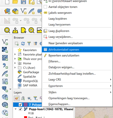 De attributentabel openen in QGIS