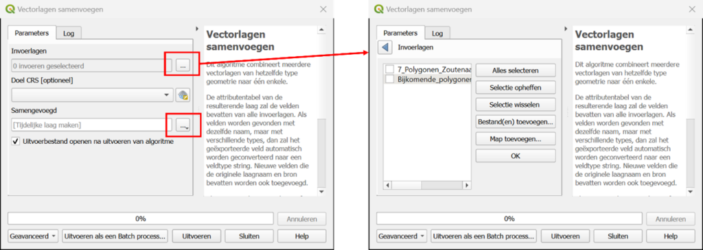 De juiste werklagen kiezen om samen te voegen in QGIS