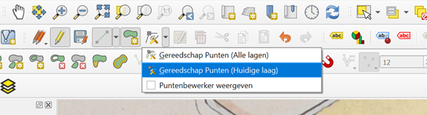 Het Gereedschap punten bewerken in QGIS