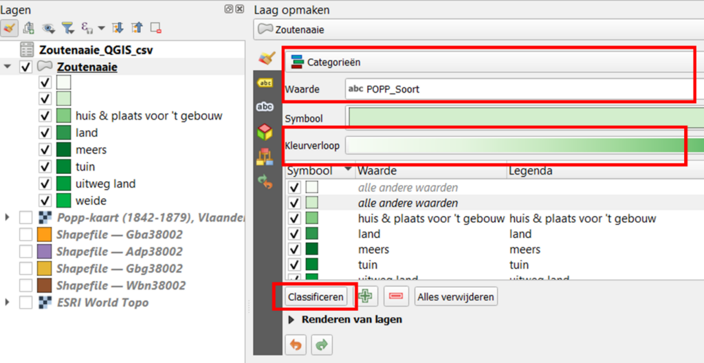 Lagen opmaken met kleur in QGIS