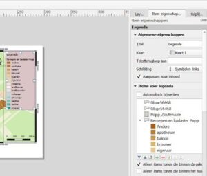 Een legenda toevoegen in de afdruklay-out van QGIS - bewerkingen uitvoeren in het paneel item-eigenschappen