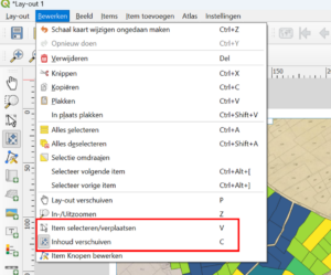 Item en inhoud verplaatsen in de afdruklay-out van QGIS