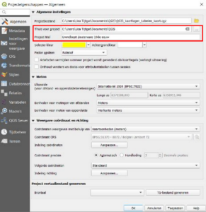 Thuislocatie instellen voor je project in QGIS