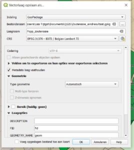 Vectorlaag in QGIS opslaan als geopackage