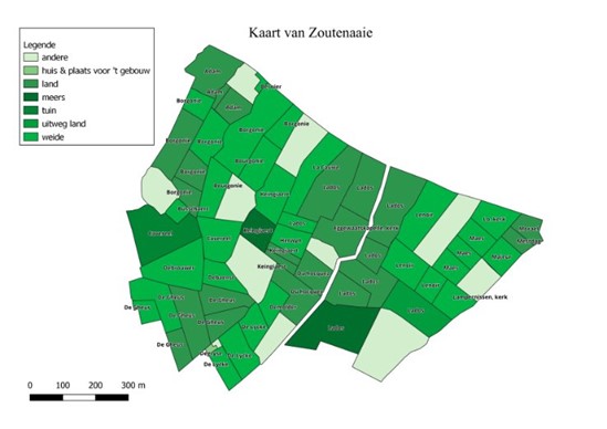 Mogelijk eindresultaat van een kaart met QGIS voor Zoutenaaie