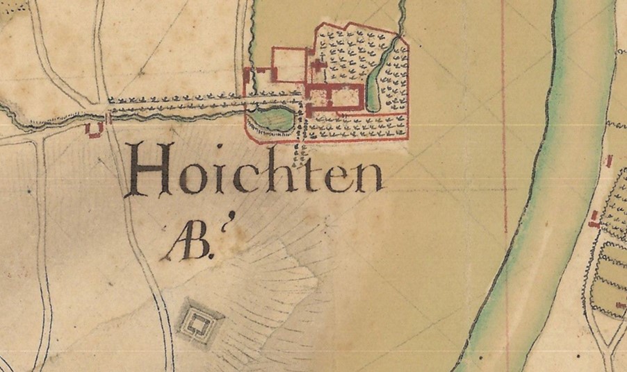 Stukje van een oude Villaretkaart waarop 'Hoichten AB' staat